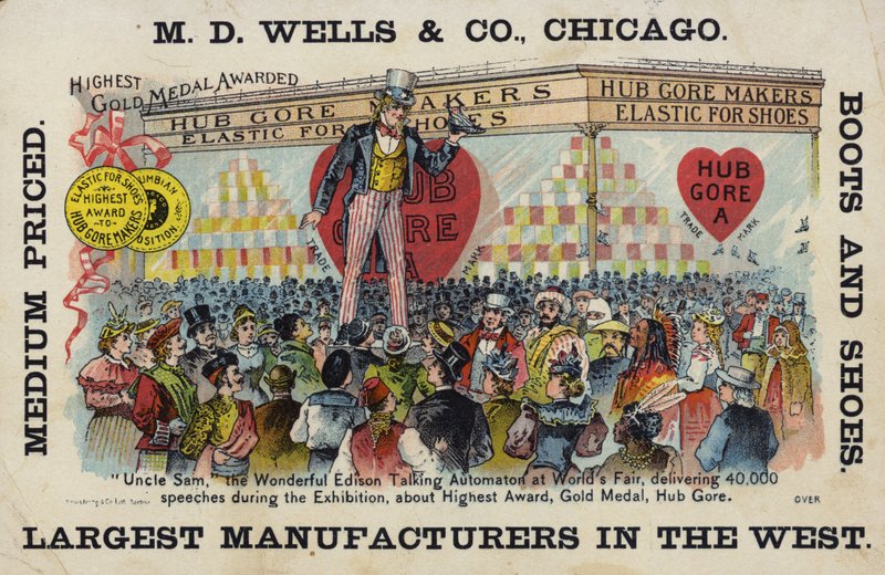 Uncle Sam houdt toespraak op wereldtentoonstelling door American School