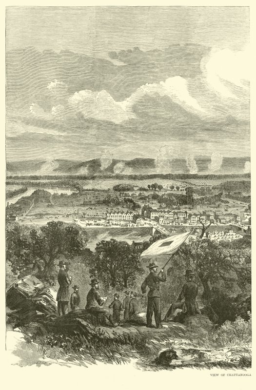 Uitzicht op Chattanooga en het federale kampement, november 1863 door American School