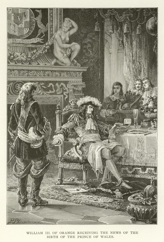 Willem III van Oranje ontvangt het nieuws van de geboorte van de Prins van Wales door American School