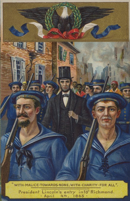 Met kwaadwilligheid jegens niemand; met liefdadigheid voor allen. President Lincolns intocht in Richmond, 4 april 1865 door American School