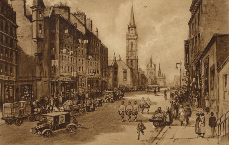 Edinburgh: High Street, kijkend naar de Tron Church en St Giles Cathedral door Andrew Allan