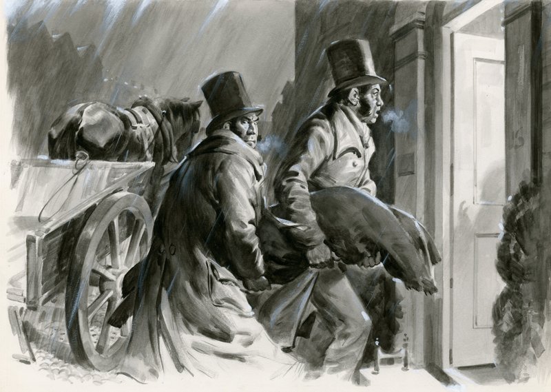 Burke en Hare Grafrovers en moordenaars (gouache op papier) door Andrew Howat