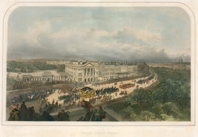 Parade langs Apsley House, Hyde Park Corner, Piccadilly, Londen door Andrew Maclure