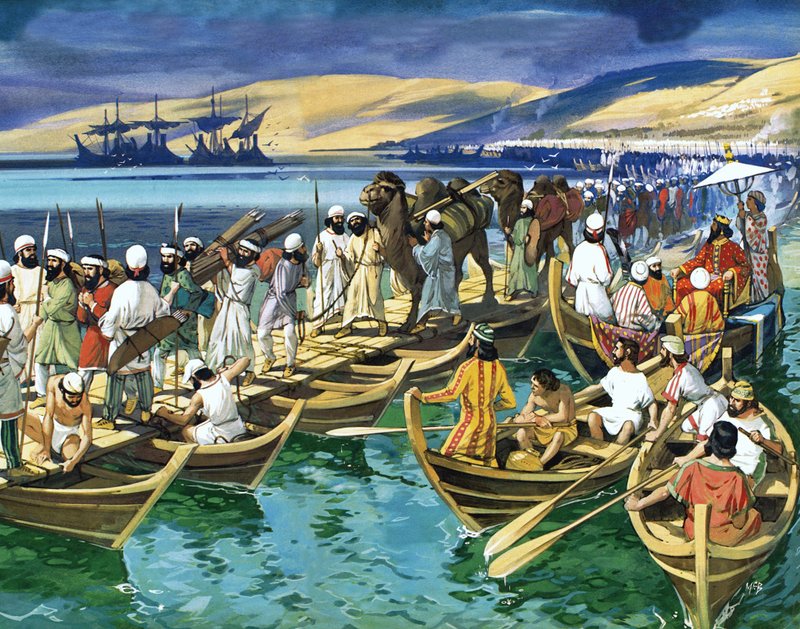 Brug gebouwd door koning Darius over de Bosporus door Angus McBride