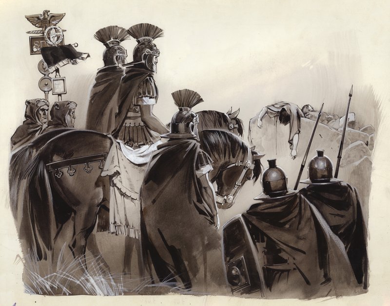 Brutus en Cassius dood (gouache op papier) door Angus McBride