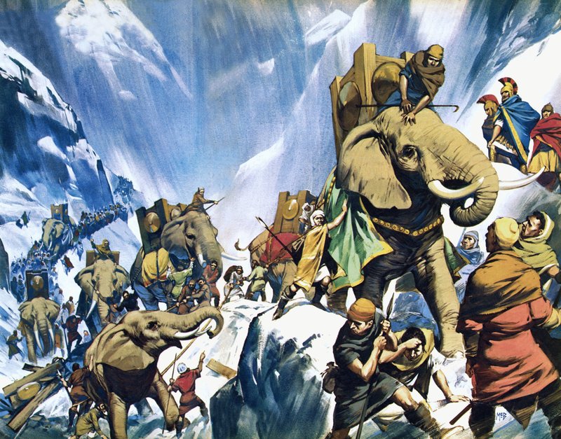 Hannibal steekt de Alpen over door Angus McBride
