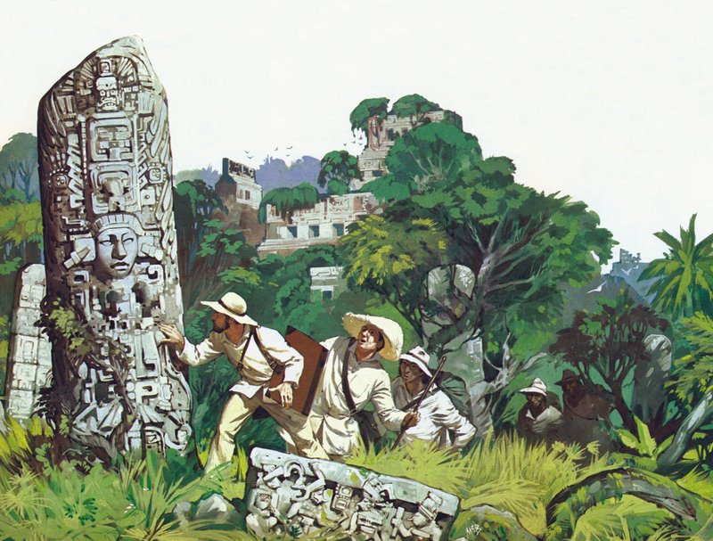 Verloren steden in de jungle van Midden-Amerika (kleurenlitho) door Angus McBride