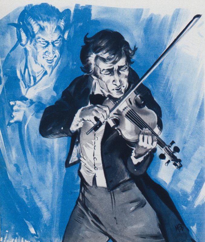 Nicolo Paganini - had hij zijn ziel aan de duivel verkocht (kleurenlitho) door Angus McBride