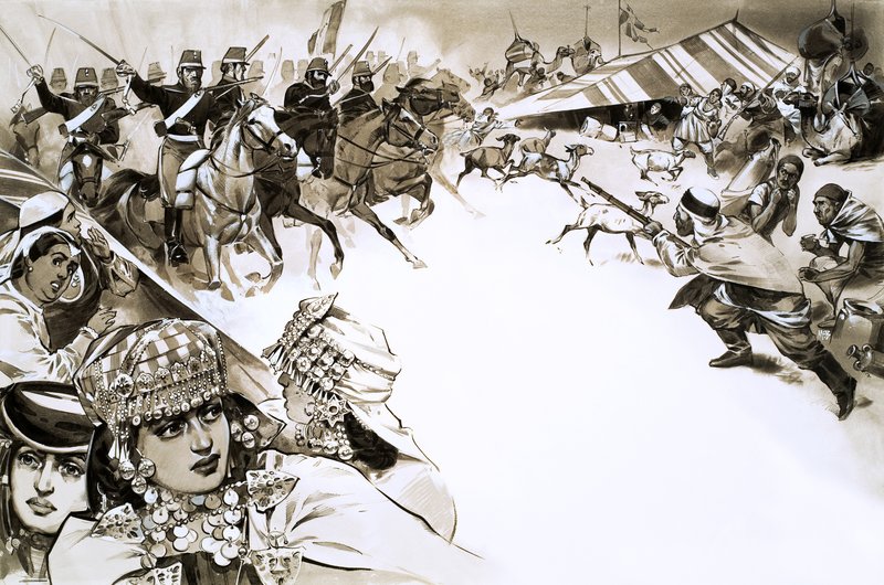 De Fransen vallen Algerije binnen (gouache op papier) door Angus McBride