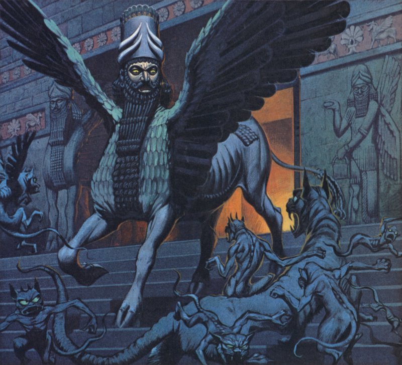 De Lamassu (kleurenlitho) door Angus McBride