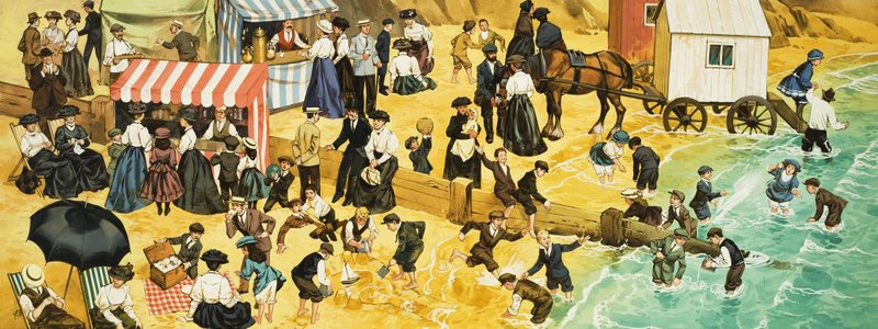 Victoriaanse of Edwardiaanse strandscène door Angus McBride