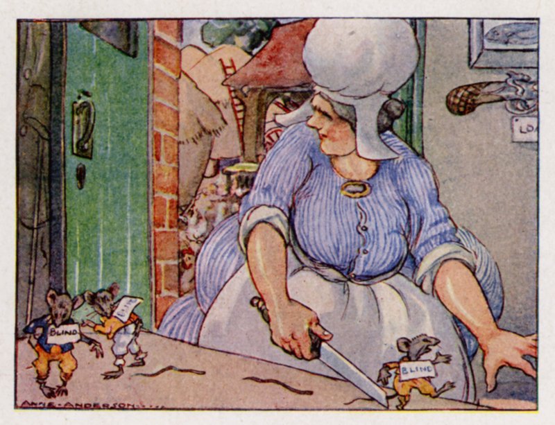 Kinderversje: Drie blinde muizen (kleur litho) door Anne (after) Anderson