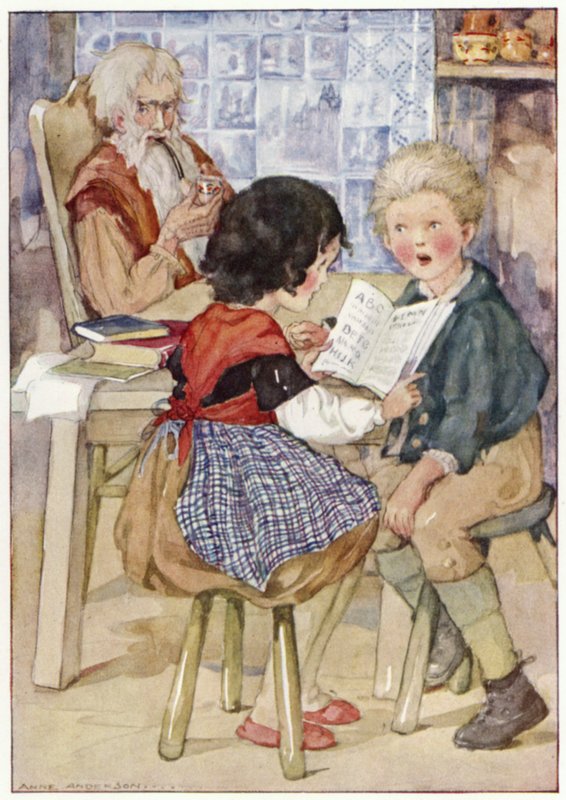 Peter staarde naar Heidi in totale angst (kleur litho) door Anne (after) Anderson