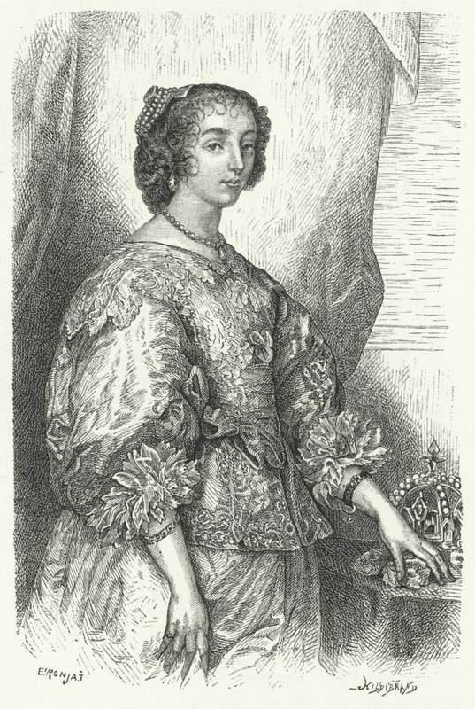 Henrietta Maria van Frankrijk, koningin-gemalin van Karel I van Engeland, Schotland en Ierland (gravure) door Anthony van (after) Dyck