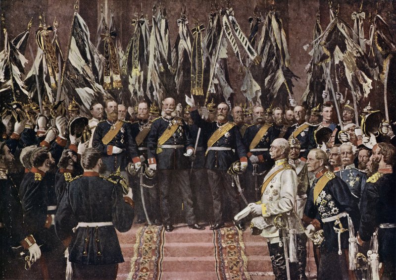 Koning Wilhelm I van Pruisen uitgeroepen tot keizer van een verenigd Duitsland, Versailles, Frankrijk door Anton Alexander von (after) Werner