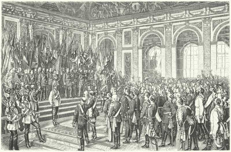 Wilhelm I van Pruisen uitgeroepen tot keizer van Duitsland in Versailles door Anton Alexander von (after) Werner