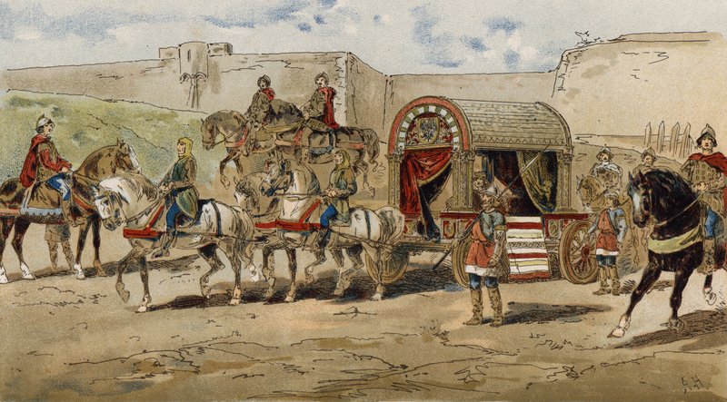 Koets van een Frankische Prins uit de Tijd van Karel de Grote, 9e Eeuw door Armand Jean Heins