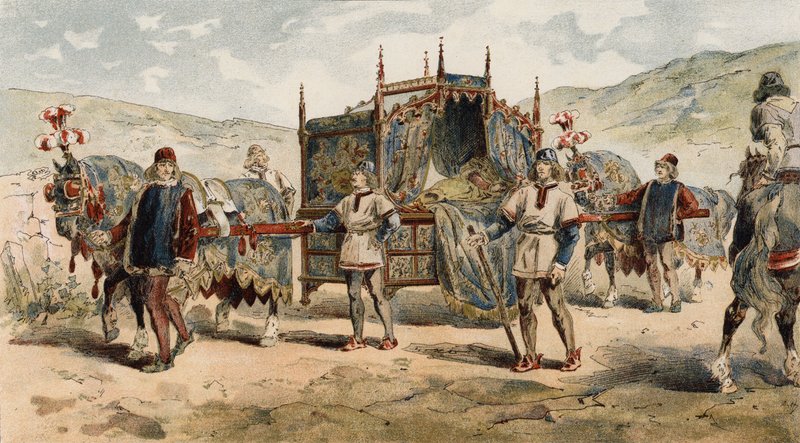 Draagstoel van een Kasteelvrouwe, Tijd van de Hertogen van Bourgondië, 15e Eeuw door Armand Jean Heins