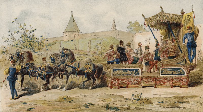 Koopmansschuit met muzikanten, Spaanse Nederlanden, 16e eeuw door Armand Jean Heins