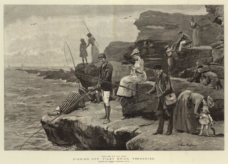 Vissen bij Filey Brigg, Yorkshire door Arthur (after) Hopkins