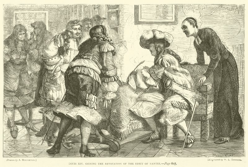 Lodewijk XIV ondertekent de Herroeping van het Edict van Nantes door Arthur Boyd Houghton