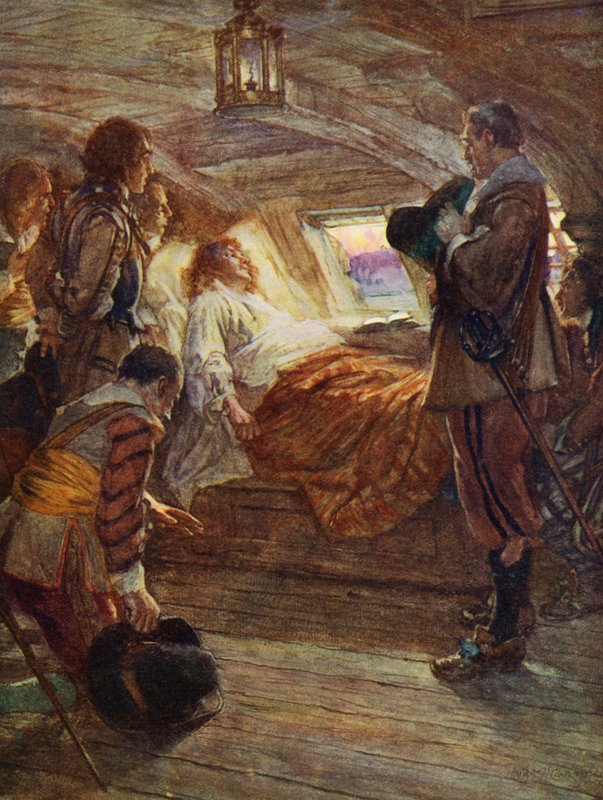 De dood van Sir Francis Drake door Arthur David (after) McCormick