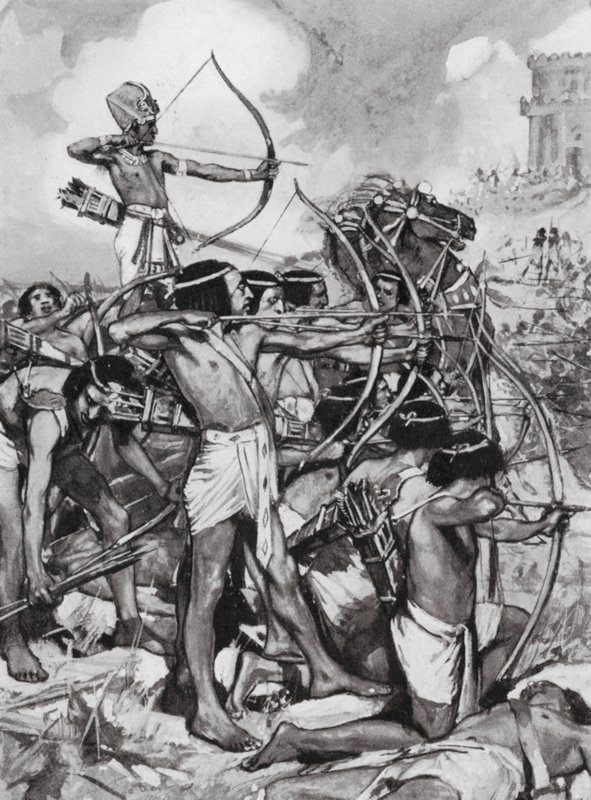 Thothmes III valt de Syriërs aan, XVIIIe Dynastie door Arthur David (after) McCormick