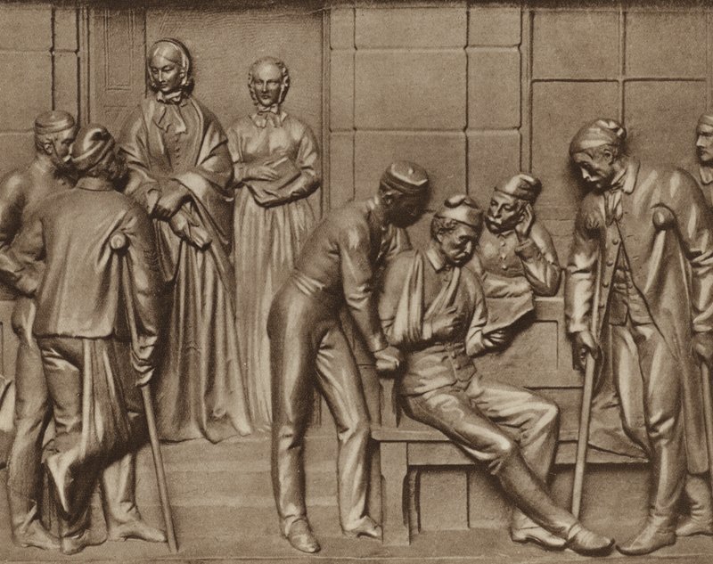 Florence Nightingale bezoekt patiënten, hulp in het Woolwich ziekenhuis, Londen door Arthur George Walker