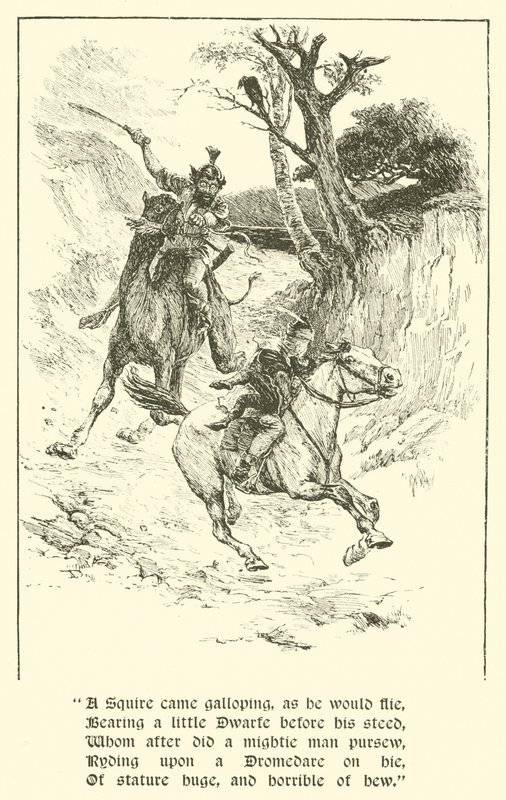 De Schildknaap van Lage Graad, De Reus met Vlammenogen (gravure) door Arthur George Walker