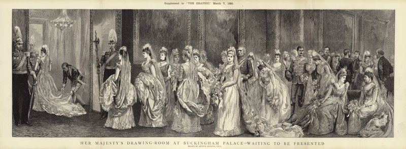 De Tekenkamer van Hare Majesteit in Buckingham Palace, wachtend om gepresenteerd te worden door Arthur Hopkins
