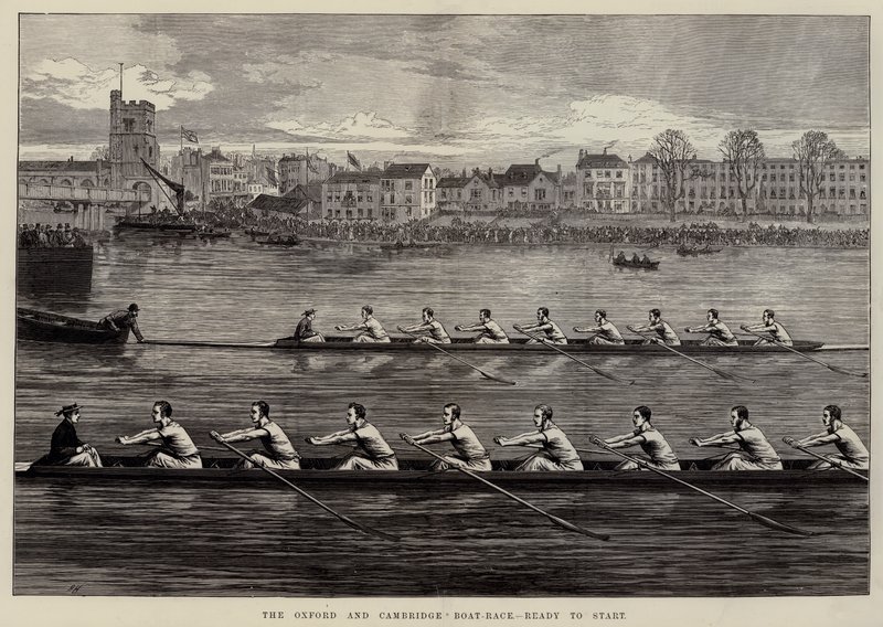 De Oxford en Cambridge Bootrace, Klaar om te Starten door Arthur Hopkins