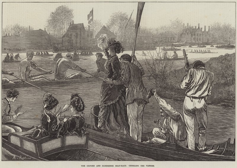 De Oxford en Cambridge Bootrace, juichend voor de Winnaars door Arthur Hopkins