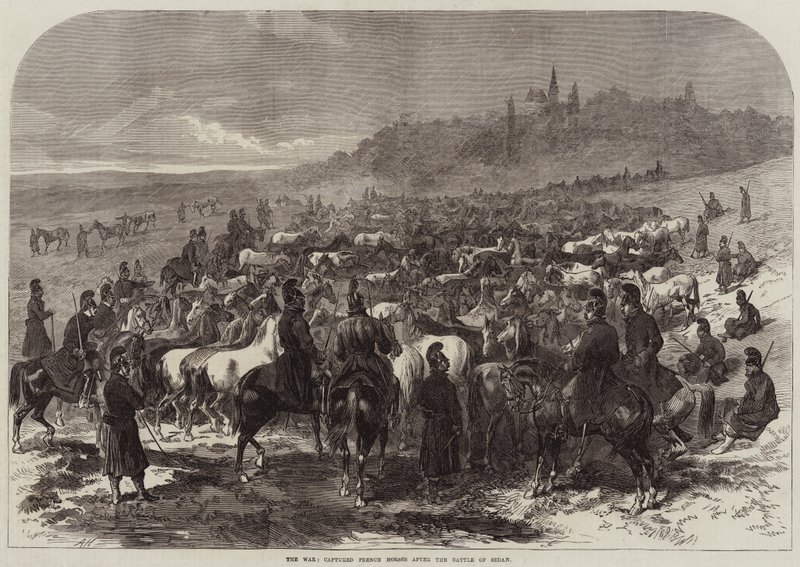 De oorlog, gevangen Franse paarden na de slag bij Sedan door Arthur Hopkins