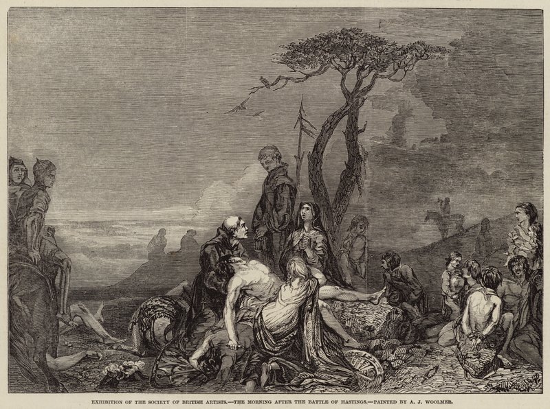 De ochtend na de slag bij Hastings door Arthur Joseph Woolmer