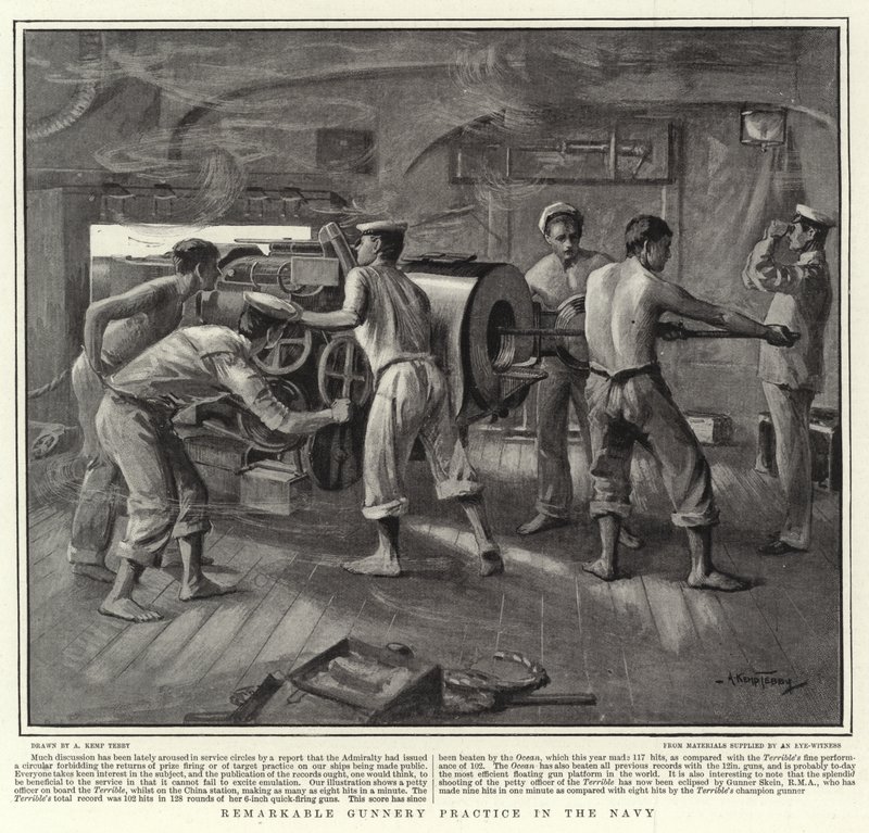 Opmerkelijke schietoefening in de marine door Arthur Kemp Tebby