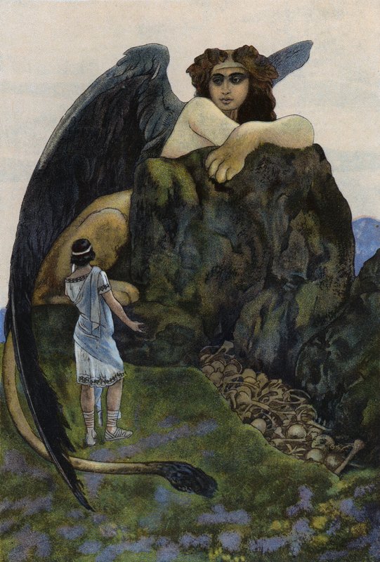 Oedipus en de sfinx door Artus Scheiner