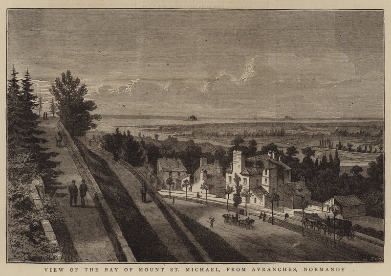 Uitzicht op de baai van Mount St Michael, vanuit Avranches, Normandië door Auguste Victor Deroy
