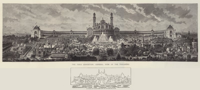 De Parijse Tentoonstelling, Algemeen Uitzicht op het Trocadero door Auguste Victor Deroy