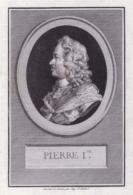 Peter de Grote, Tsaar van Rusland (gravure) door Augustin de Saint Aubin