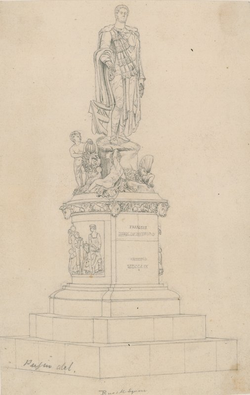 Standbeeld van Frances, Hertog van Bedford, in Russell Square, Londen door Augustus Charles Pugin