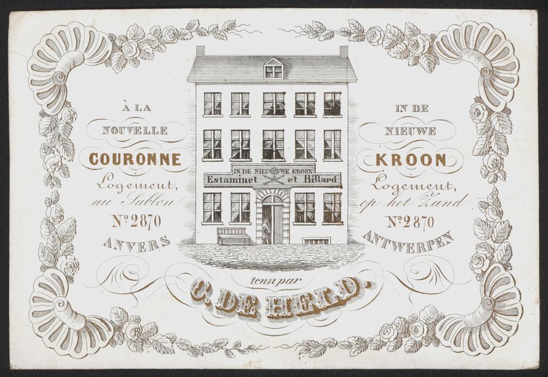 La Nouvelle Couronne, De Nieuwe Kroon, Anvers, Antwerpen (gravure) door Belgian School