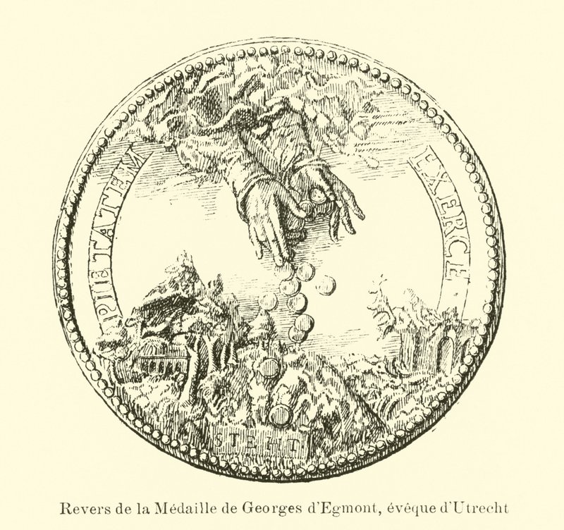 Keerzijde van een medaille van George van Egmond, bisschop van Utrecht door Belgian School