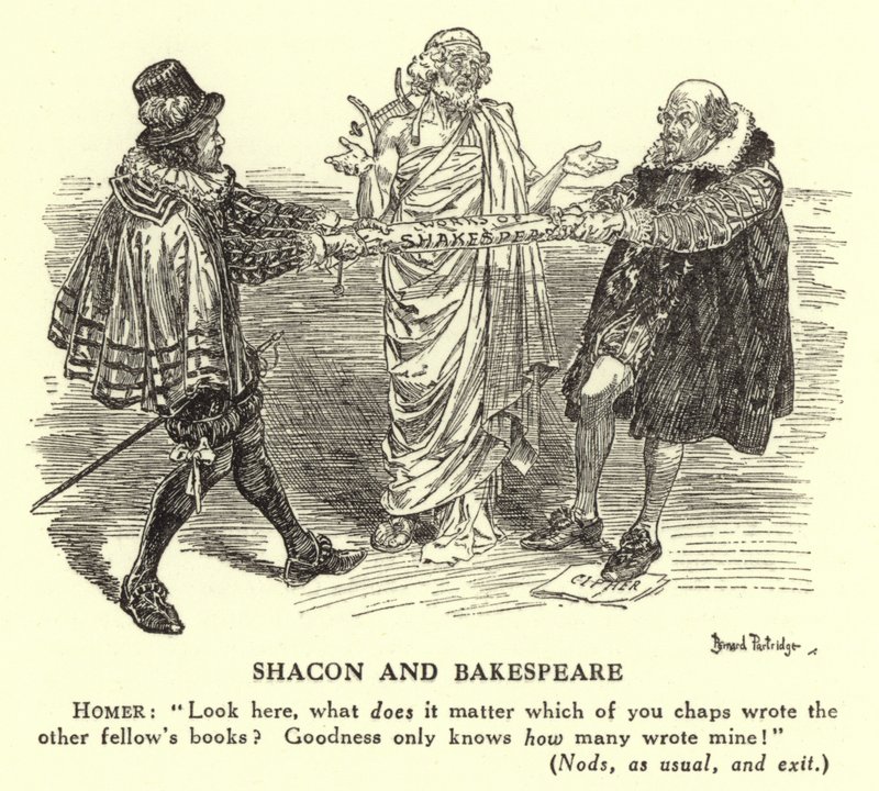 Shacon en Bakespeare - Het auteurschap van Shakespeare (gravure) door Bernard (after) Partridge