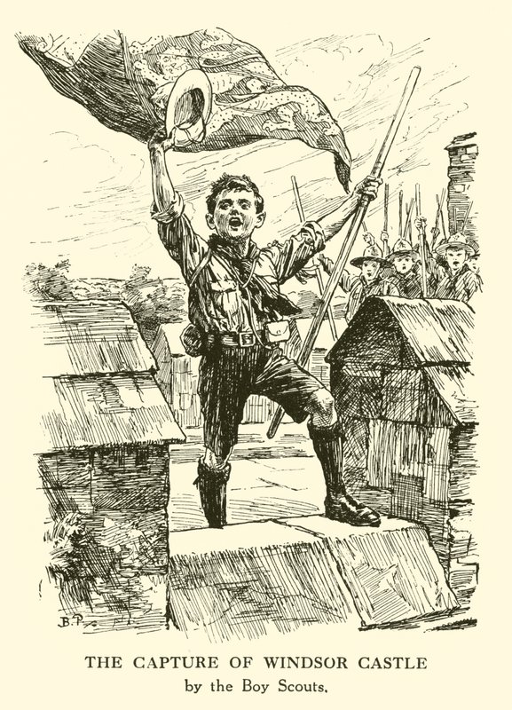 De Verovering van Windsor Castle (gravure) door Bernard (after) Partridge