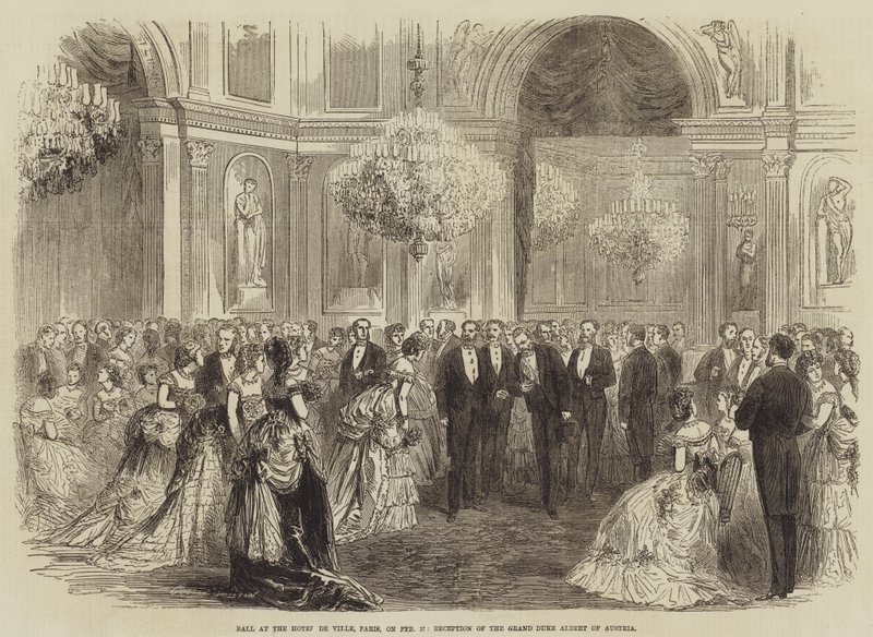 Bal in het Hotel de Ville, Parijs, op 17 februari, ontvangst van de aartshertog Albert van Oostenrijk door Burn Smeeton