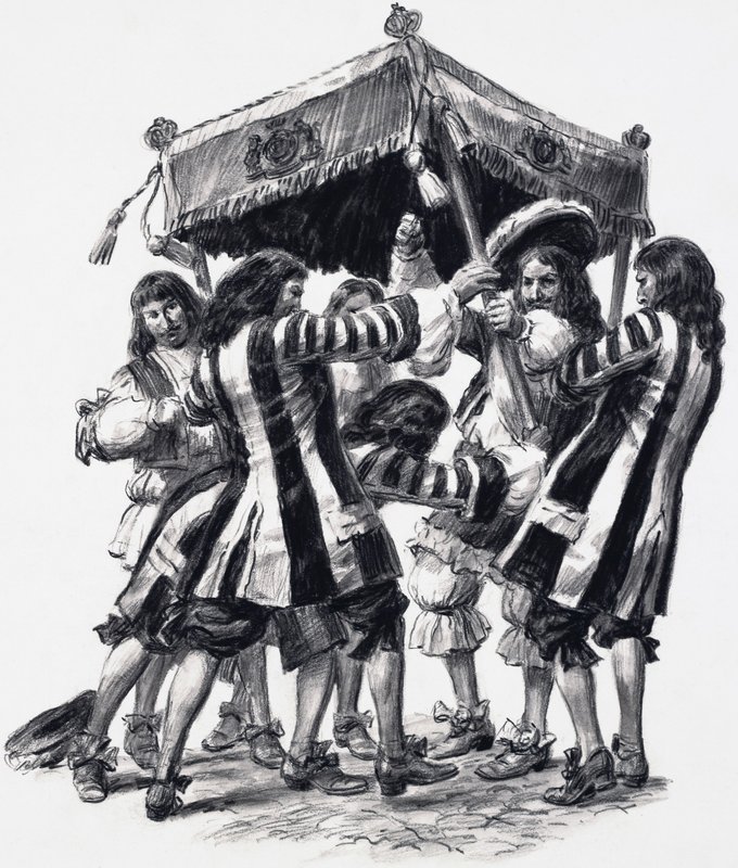 Kroning van Charles II (gouache op papier) door C.L. Doughty