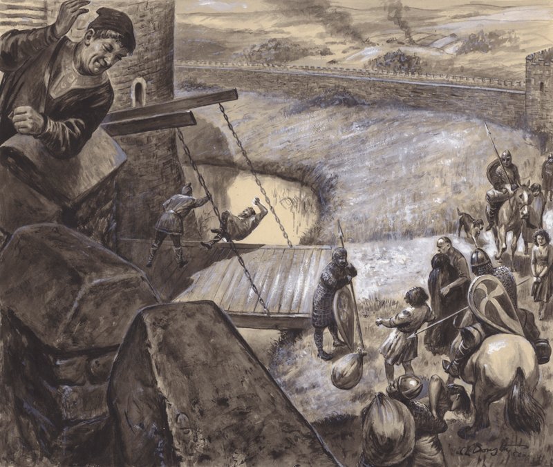 Ongeïdentificeerd historisch tafereel (gouache op papier) door C.L. Doughty