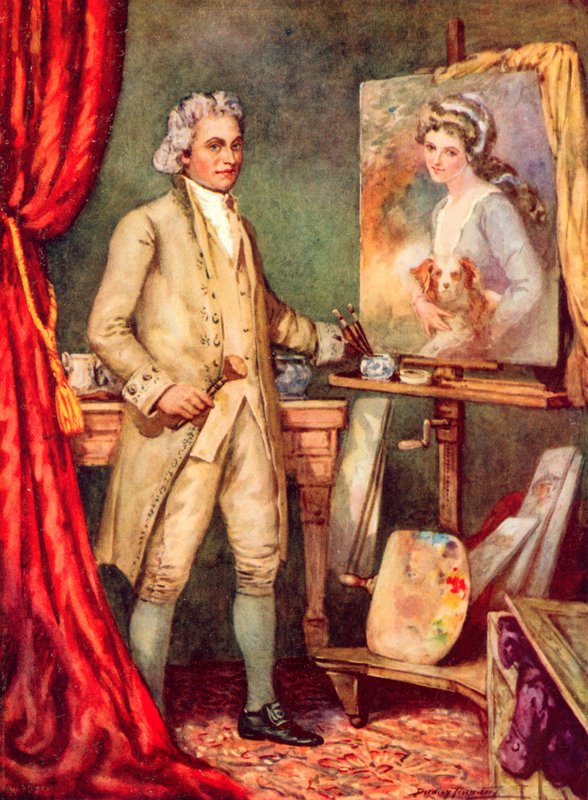 George Romney schildert een portret van Lady Hamilton door C. Dudley Tennant