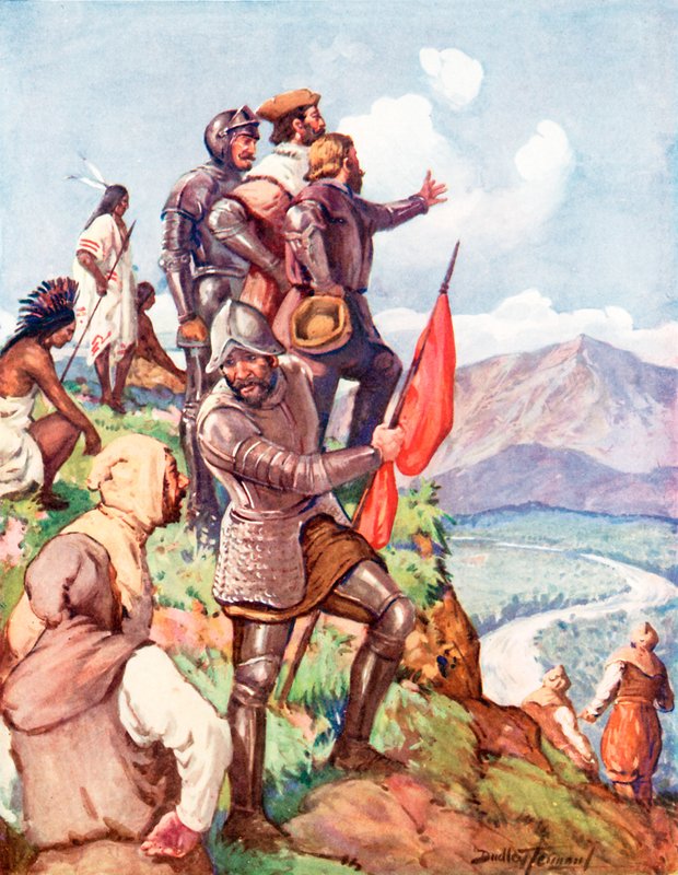 Jacques Cartier claimt Canada voor Frankrijk door C. Dudley Tennant