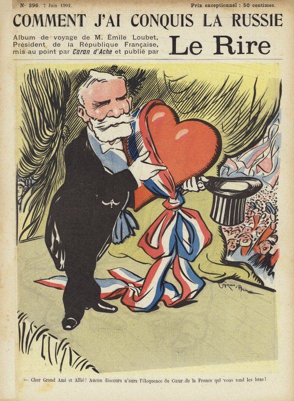 Bezoek van president Loubet aan Rusland, illustratie voor Le Rire door Caran d Ache